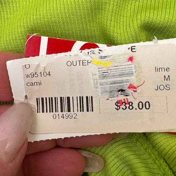 JOSIE Natori Lime Green Ribbed Cotton Tank Cami Scoop Neck Racerback Medium M - Picture 6 of 9